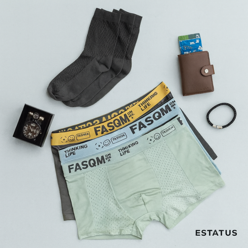 Pack Premium Full Men — 3 Boxers + 3 Medias + Billetera + Reloj + Pulsera por S/99
